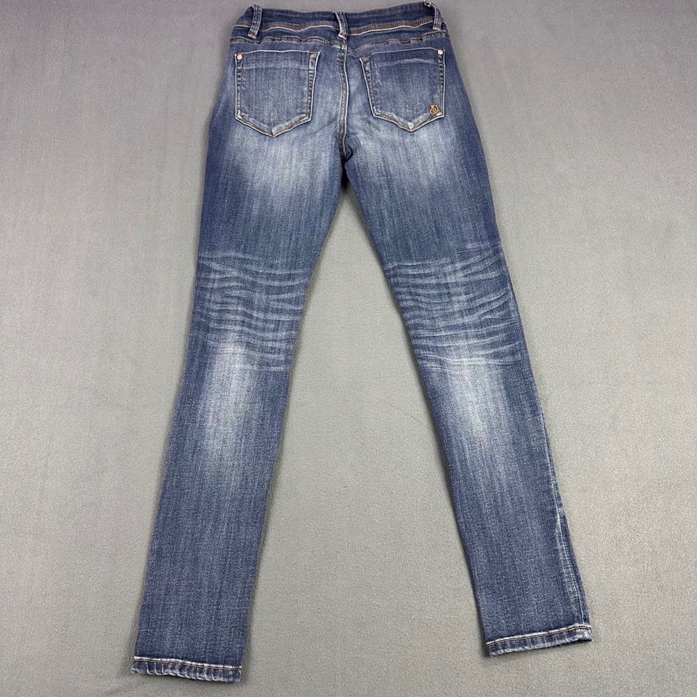 Indigo Rein Womens Skinny Jeans Size 7 Dark Wash Whiskered Stretch Denim Slim - Picture 8 of 9